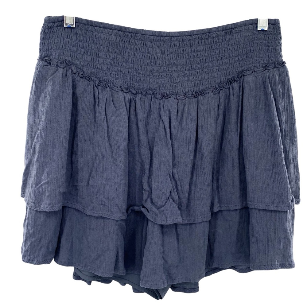 Hollister Navy Blue Asymmetrical Hem Tiered Mini Skort